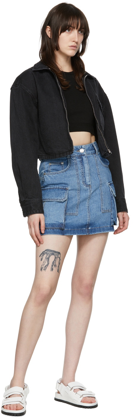 Denim Cargo Mini Skirt Blue