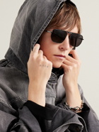 Balenciaga - Tag 2.0 Aviator-Style Gunmetal-Tone Sunglasses