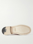 VINNY's - Suede-Trimmed Croc-Effect Leather Backless Loafers - Brown