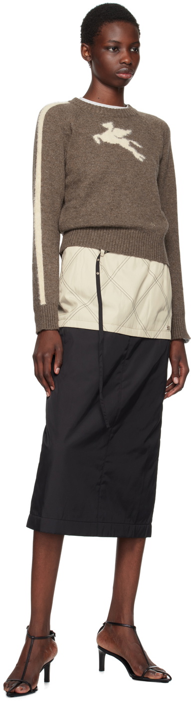 Kijun Beige & Black Quilted Midi Skirt