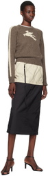 Kijun Beige & Black Quilted Midi Skirt