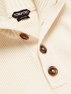 TOM FORD - Wool and Silk-Blend Half-Placket Sweater - Neutrals