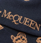 Alexander McQueen - Intarsia Stretch Silk-Blend Socks - Navy