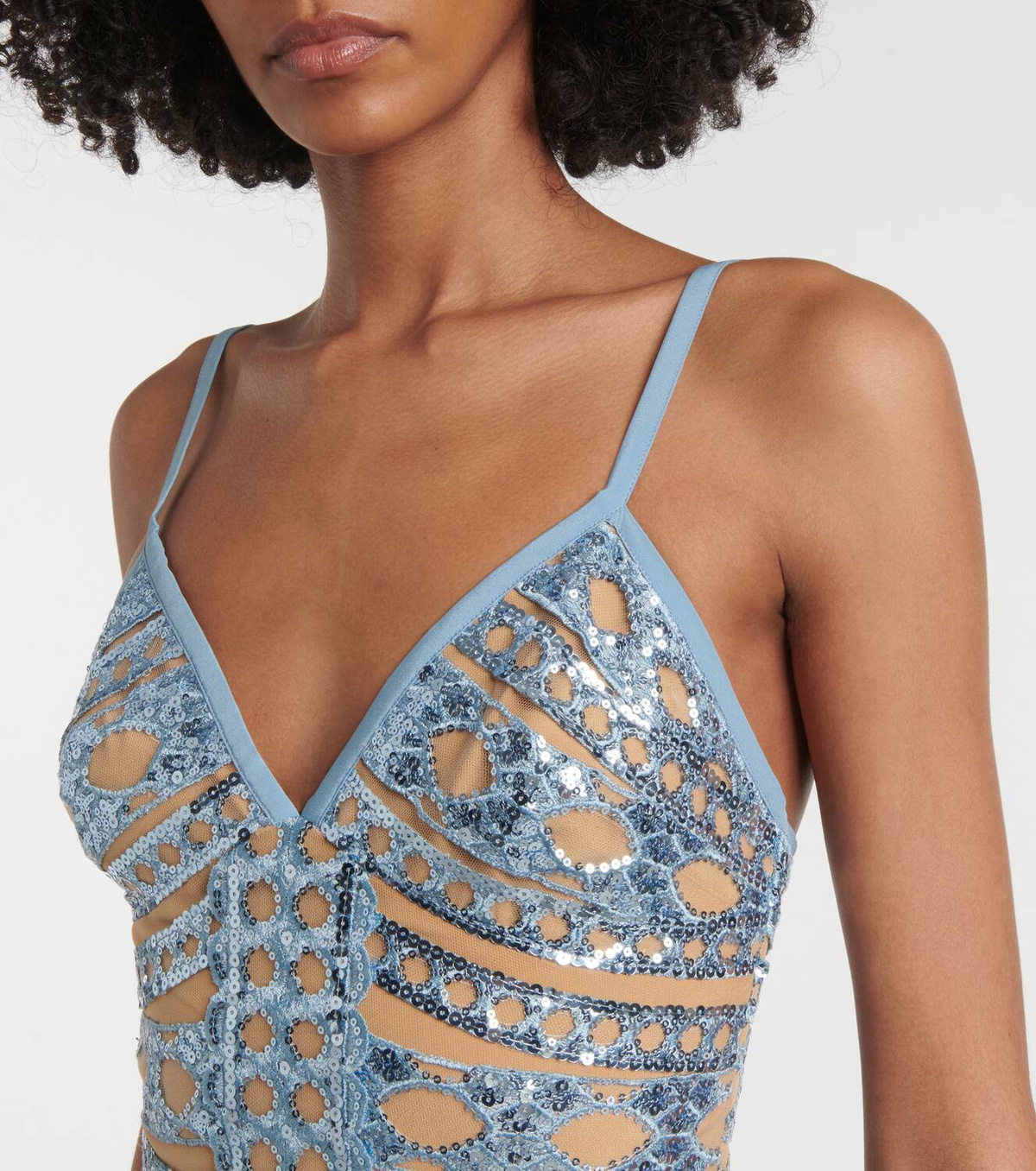 Elie Saab Sequined tulle-trimmed gown