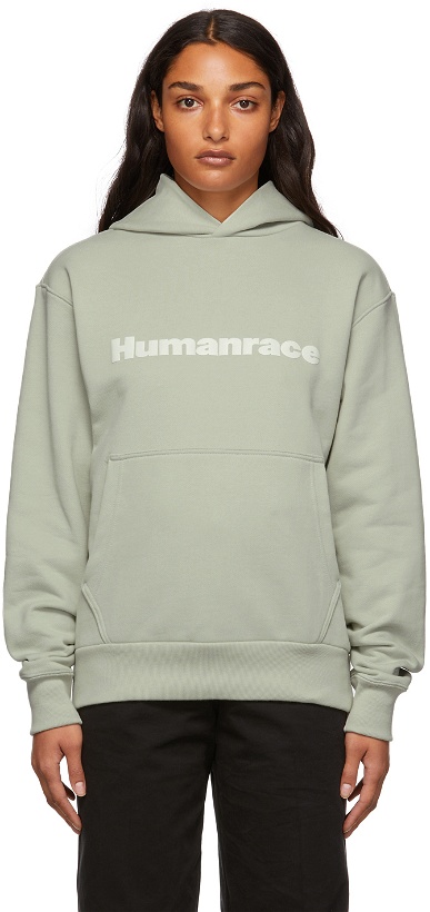 Photo: adidas x Humanrace by Pharrell Williams SSENSE Exclusive Humanrace Tonal Logo Hoodie