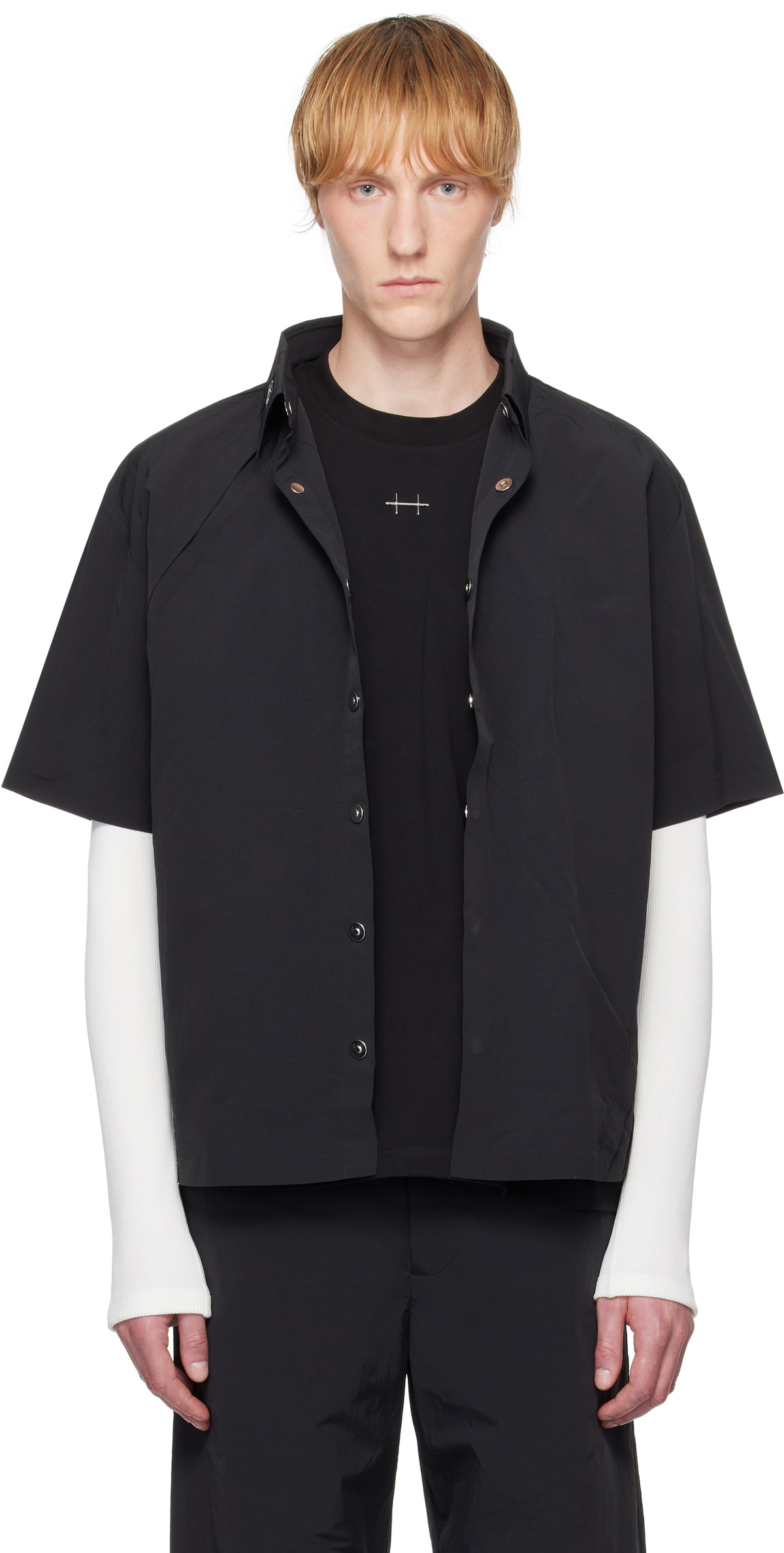 HELIOT EMIL Black Marl Shirt Heliot Emil