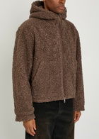 Cole Buxton Quilted Hooded Bouclé Jacket Brown