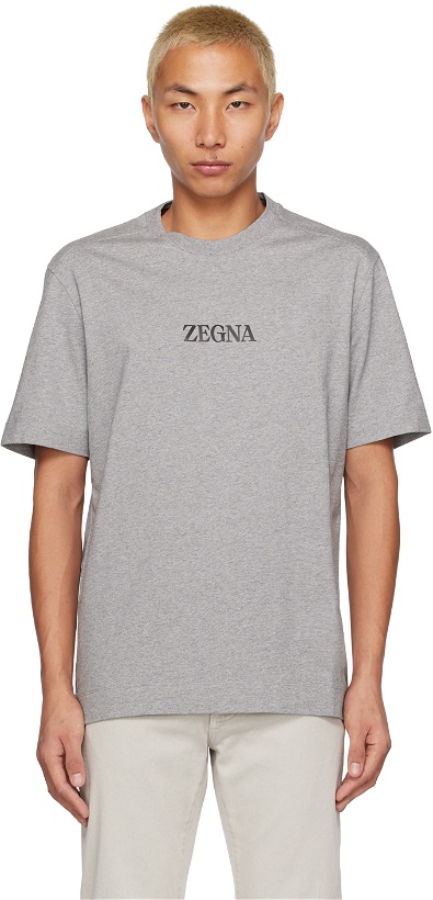 Photo: ZEGNA Gray Graphic T-Shirt