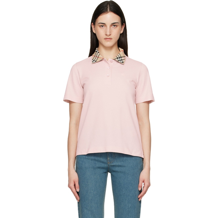 Photo: Burberry Pink Check Collar Polo