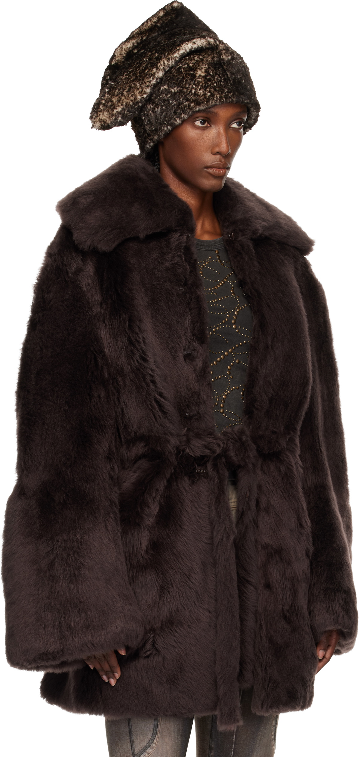 KNWLS Brown Baby Shearling Coat