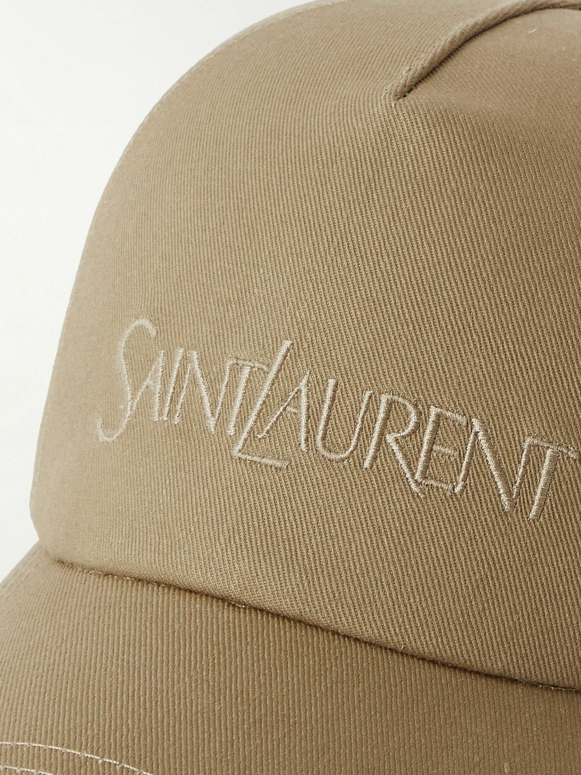 SAINT LAURENT - Logo-Embroidered Cotton and Linen-Blend Gabardine Baseball Cap - Neutrals