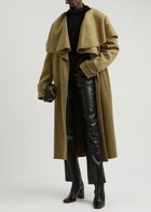 Zimmermann Crush Belted Cape-effect Wool-blend Coat Olive