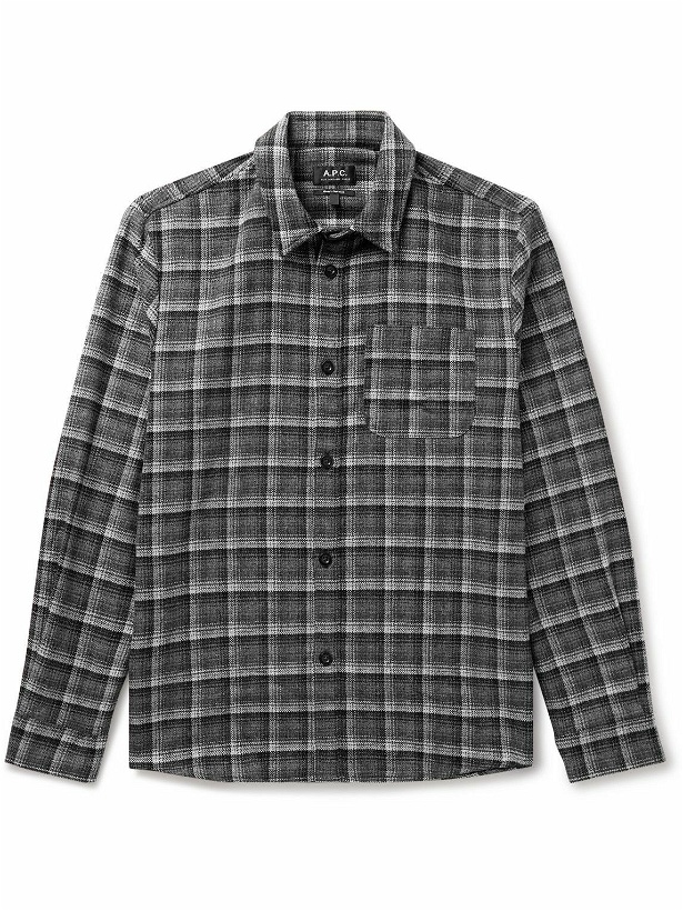 Photo: A.P.C. - Checked Wool-Blend Overshirt - Gray