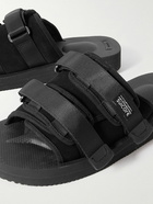 Suicoke - Moto-VS Webbing-Trimmed Suede Sandals - Black