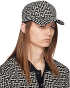 Balmain Off-White & Black Monogram Jacquard Wool Cap