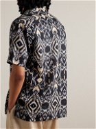 Altea - Camp-Collar Printed Linen Shirt - Blue