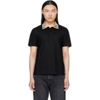 Burberry Black Check Collar Cotton Polo