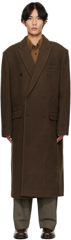 Photo: LE17SEPTEMBRE Brown Double-Breasted Long Coat