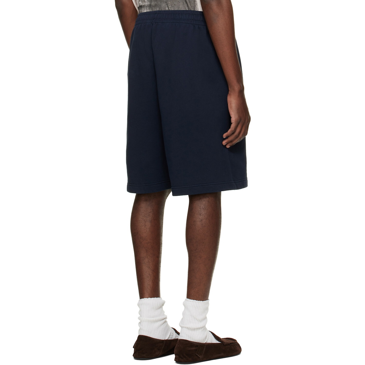 Acne Studios Navy Embroidered Logo Shorts