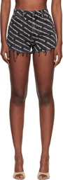 Alexander Wang Black Denim Bite Logo Shorts