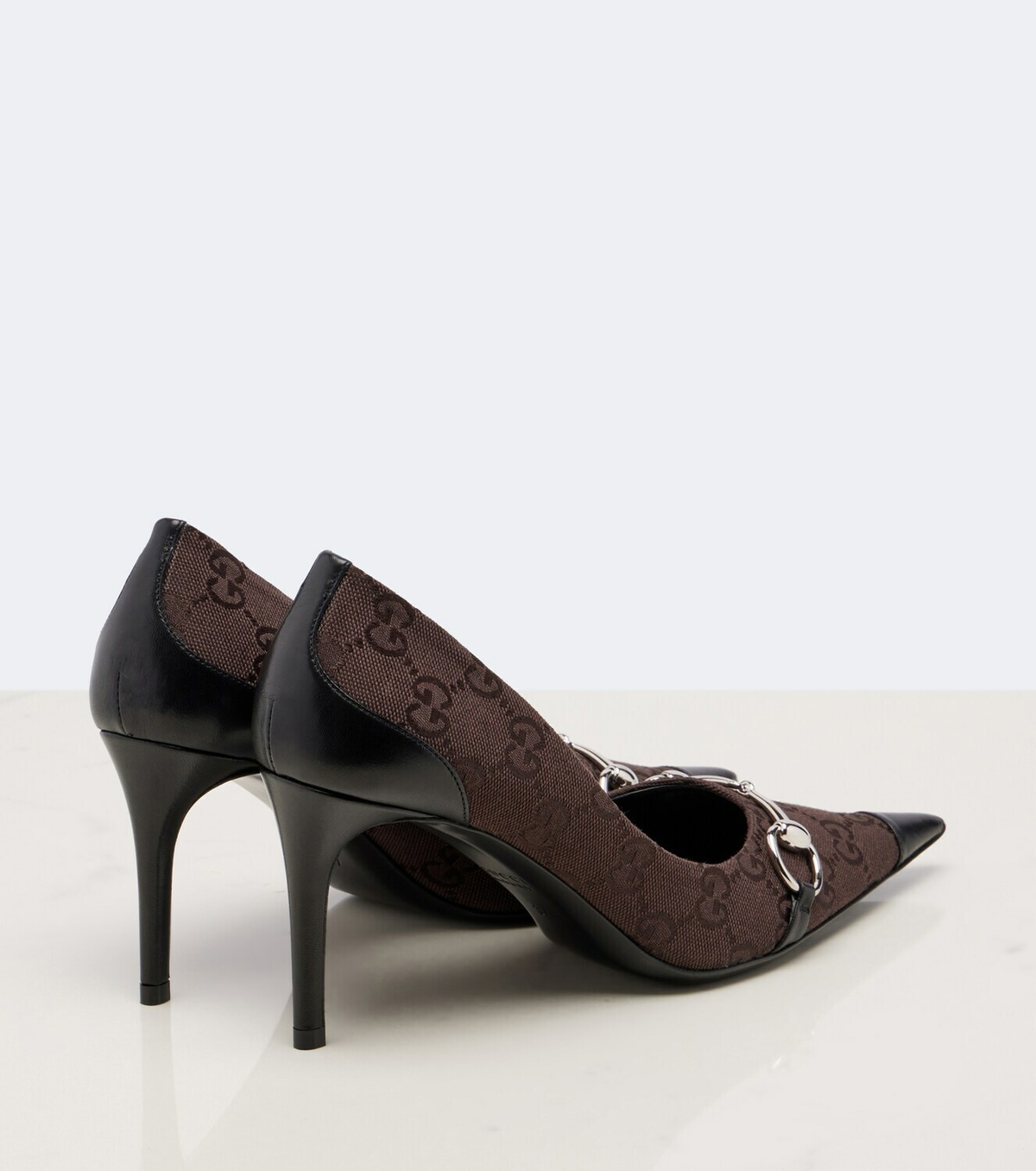 Gucci Donna GG canvas leather-trimmed pumps