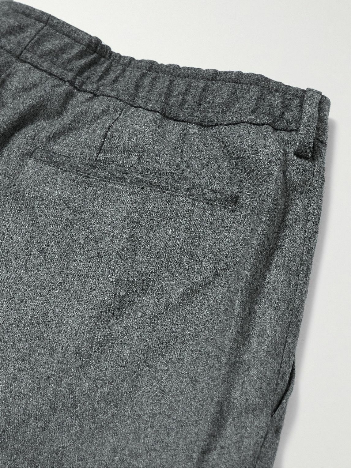 Flannel Cropped Pleated Trousers