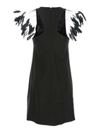 Merci Black Dress With Round Neckline And Feather Decorations In Fabric Woman