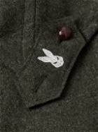 Maison Margiela - Logo-Appliquèd Distressed Wool-Blend Jacket - Green