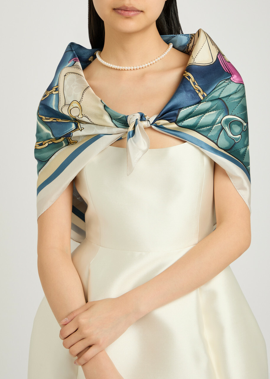 Coach Tabby Silk Scarf - Blue - One Size