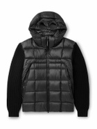 C.P. Company - Logo-Appliquéd Quilted Ripstop and Waffle-Knit Wool Hooded Down Jacket - Black