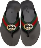 Gucci Red & Green Kika Thong Sandals
