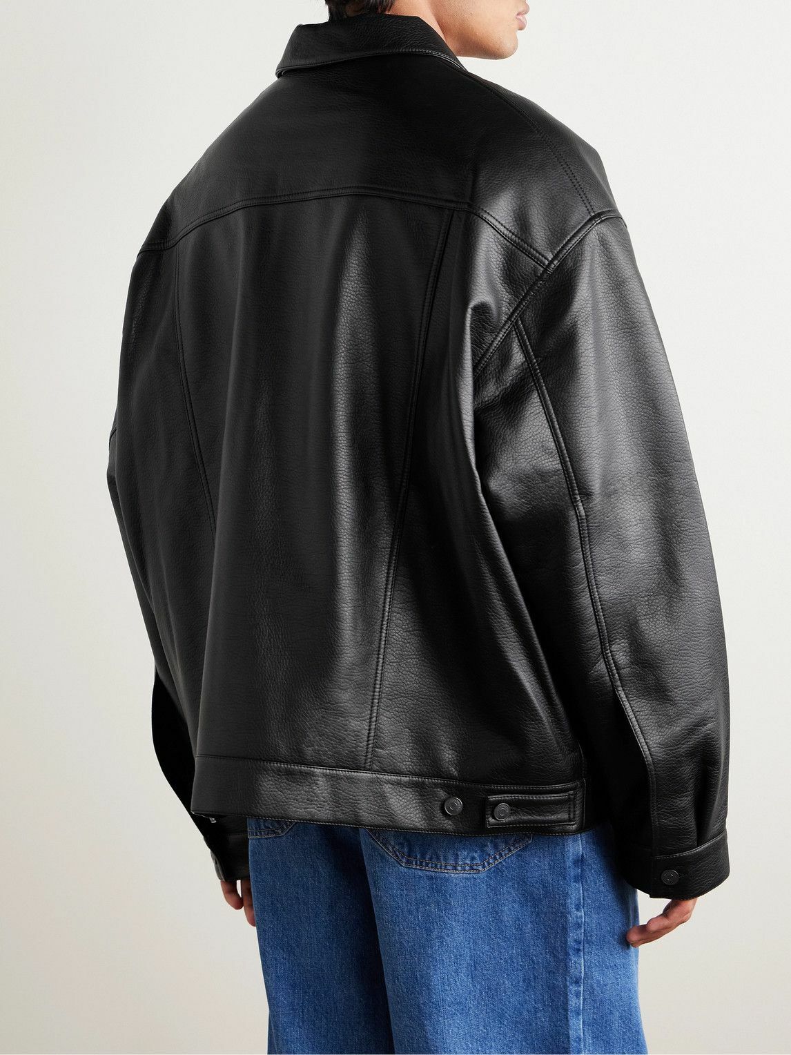 The Frankie Shop ライダースジャケット The Frankie Shop Gray Conan Faux-Leather Jacket The Frankie Shop