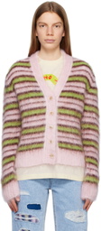 Marni Pink & Green Striped Cardigan