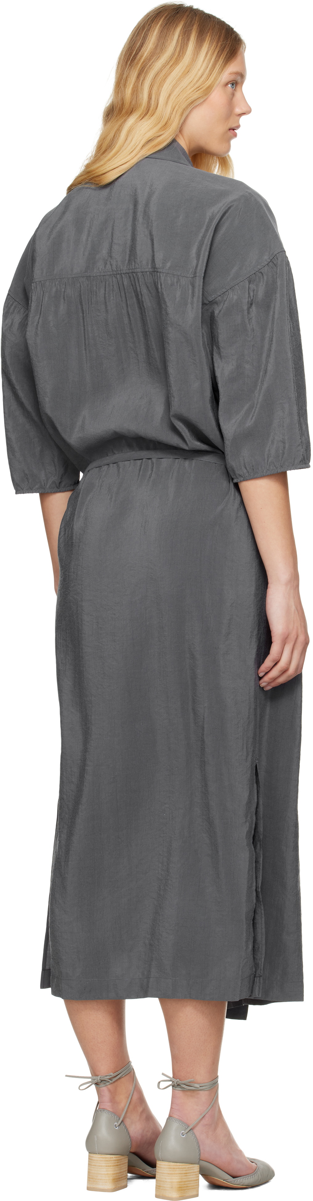 lemaire asymmetrical shirt dress LEMAIRE asymmetrical shirt dress in dry silk main image 1