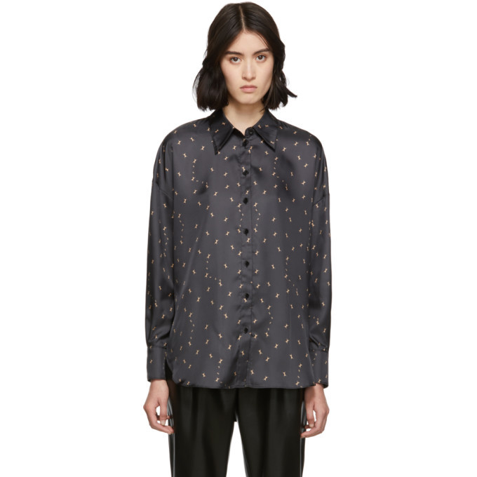 grey polka dot blouse