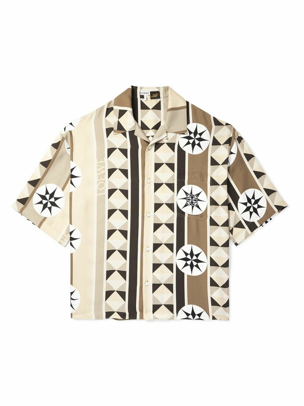 Photo: LOEWE - Paula's Ibiza Oversized Camp-Collar Printed Silk-Twill Shirt - Neutrals