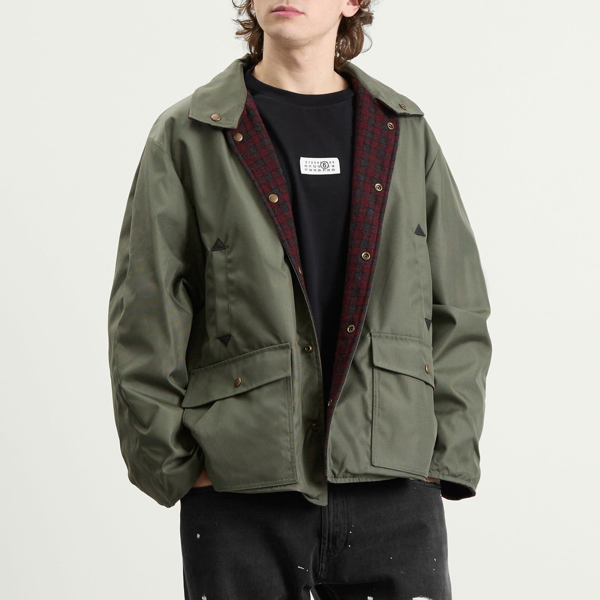 Maison Margiela Men's Reversible Short Parka Jacket in Military