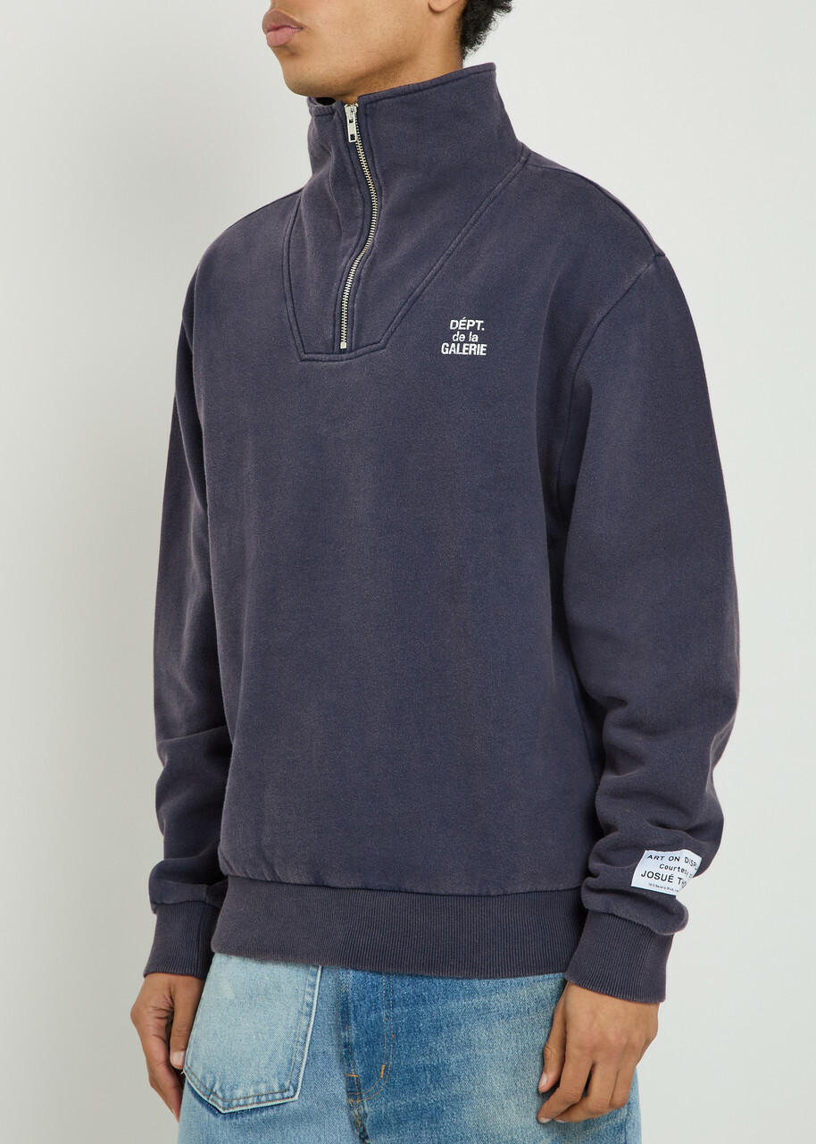 Gallery Dept. Logo Half-zip Cotton Sweatshirt Navy