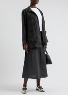Eileen Fisher Linen Midi Cargo Skirt Dark Grey