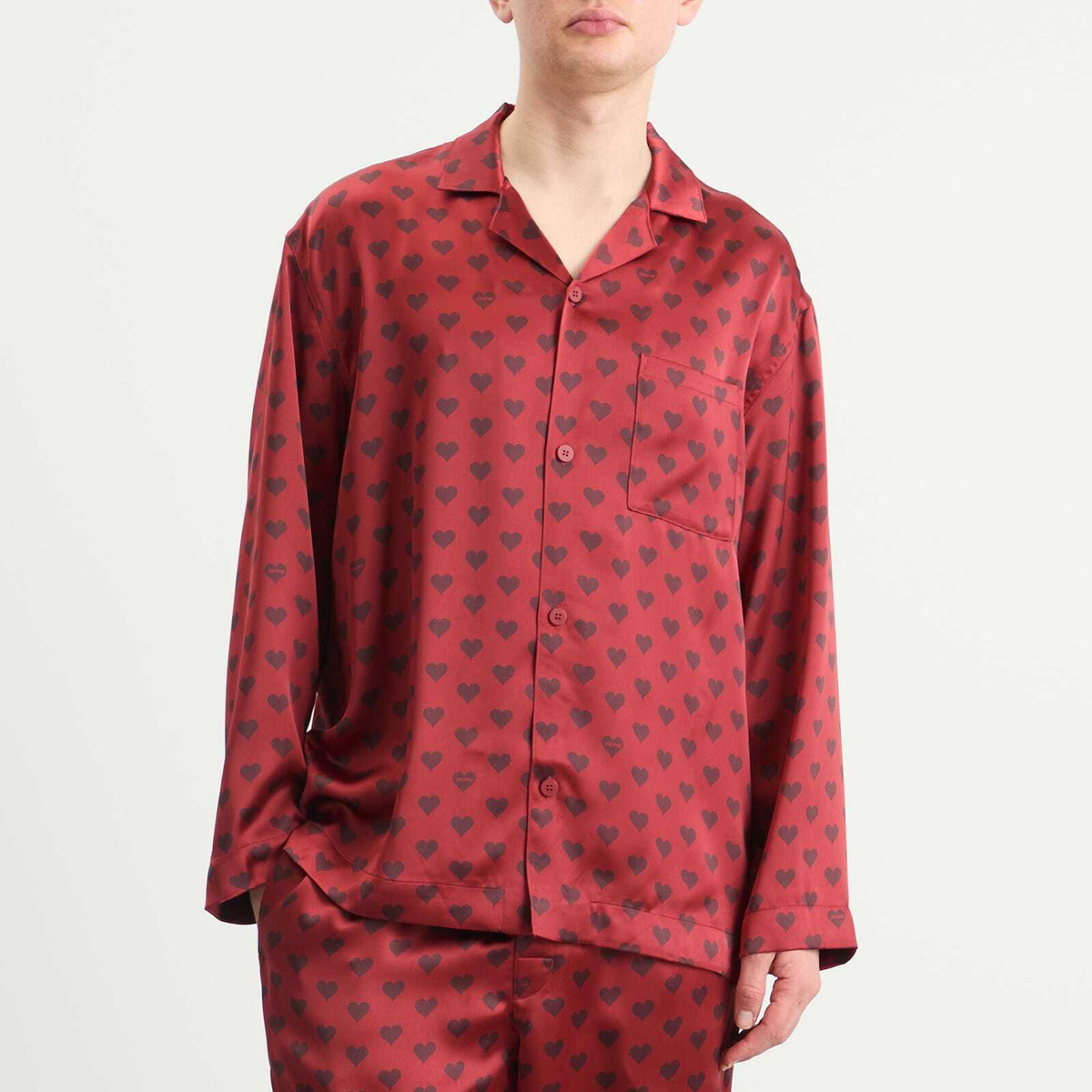 SKIMS Men's Sateen Sleep Set in Red Heart Halfdrop