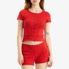 Peachy Den Women's Marie Knit Polo Top in Jam