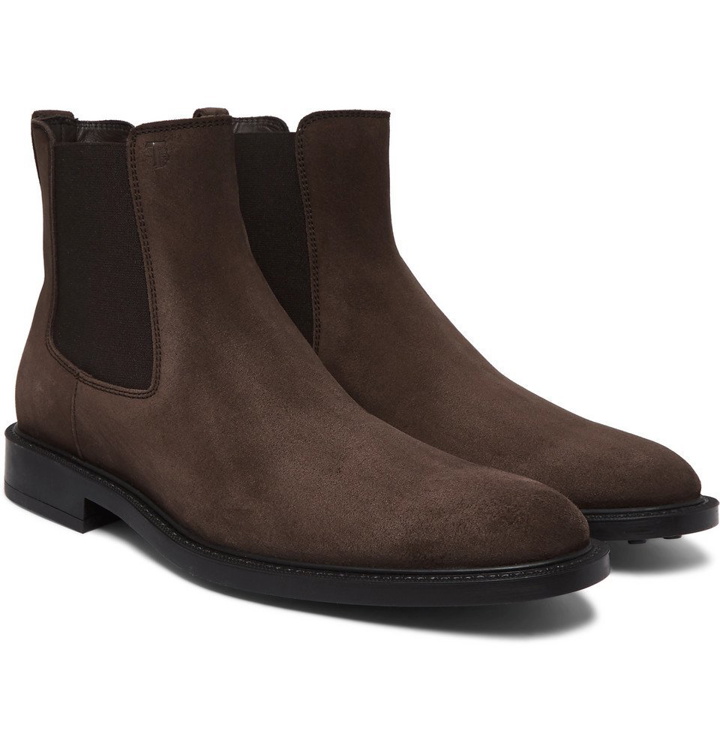Photo: Tod's - Suede Chelsea Boots - Dark brown