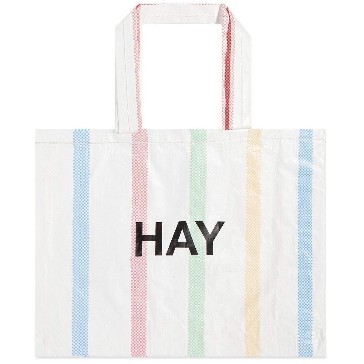 HAY Recycled Candy Stripe Wash Bag - Medium in Red/Yellow HAY