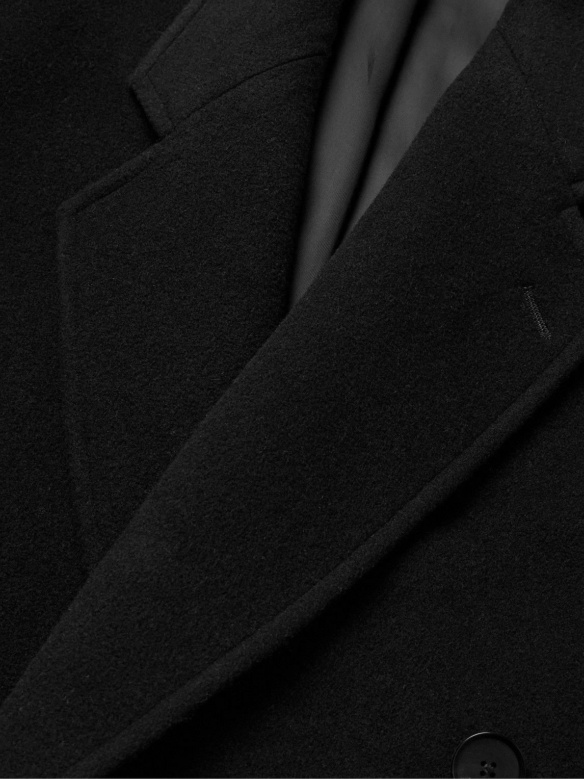 Auralee – Double-Breasted Shetland Wool Overcoat Dark Brown