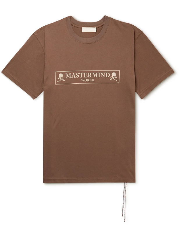 Photo: Mastermind World - Logo-Print Cotton-Jersey T-Shirt - Brown