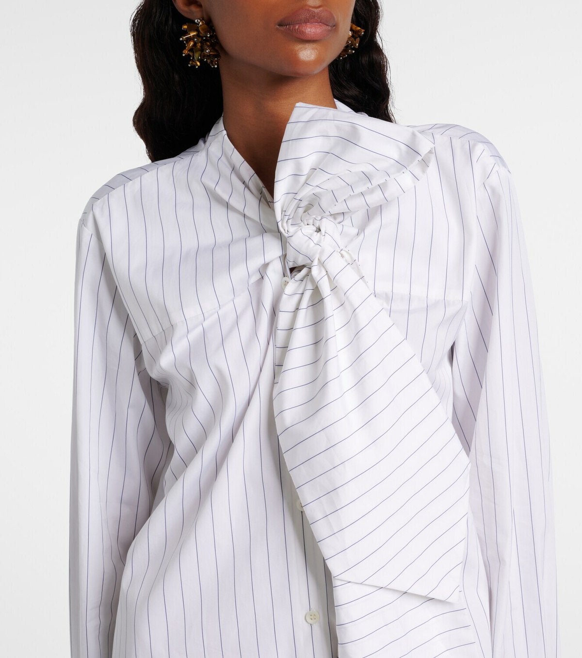 Dries Van Noten Striped tie-neck cotton minidress