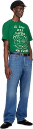 Valentino Green Cotton 'Le Chat De La Maison' Print T-shirt