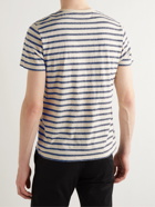 SAINT LAURENT - Slim-Fit Logo-Embroidered Striped Cotton-Jersey T-Shirt - Neutrals