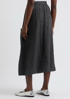 Eileen Fisher Linen Midi Cargo Skirt Dark Grey