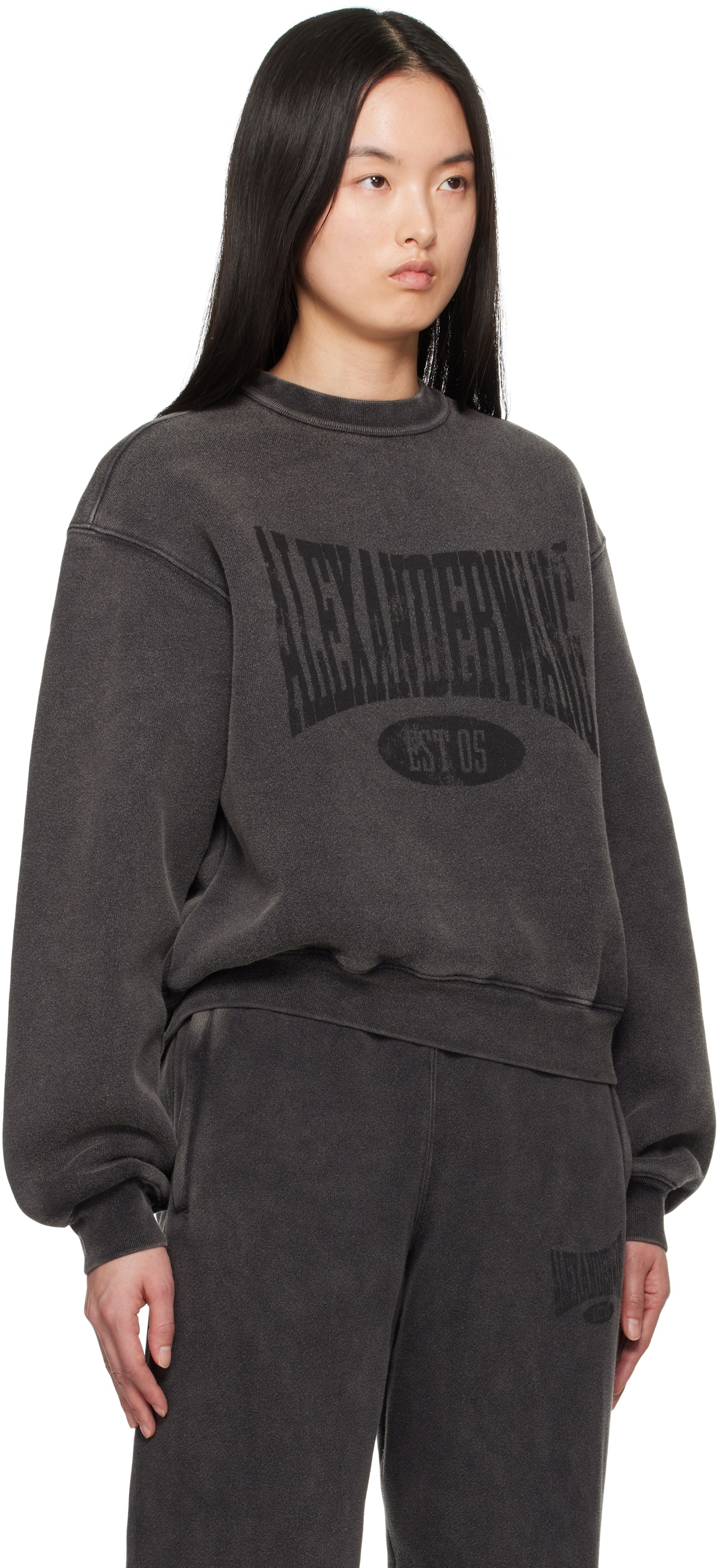 alexanderwang.t Black Distressed Logo Sweatshirt